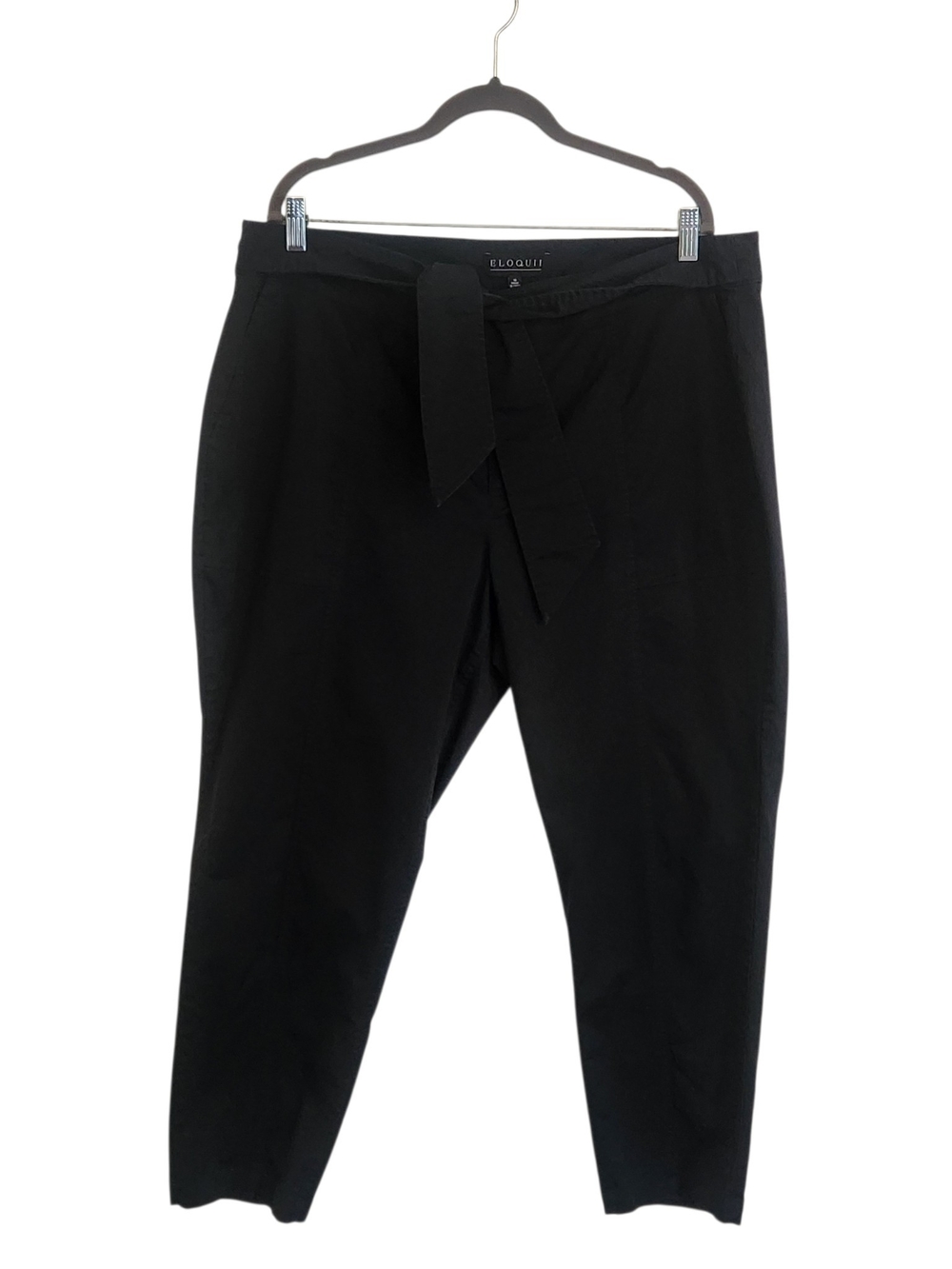 Eloquii Black Cropped Tie Waist Pants Size 16